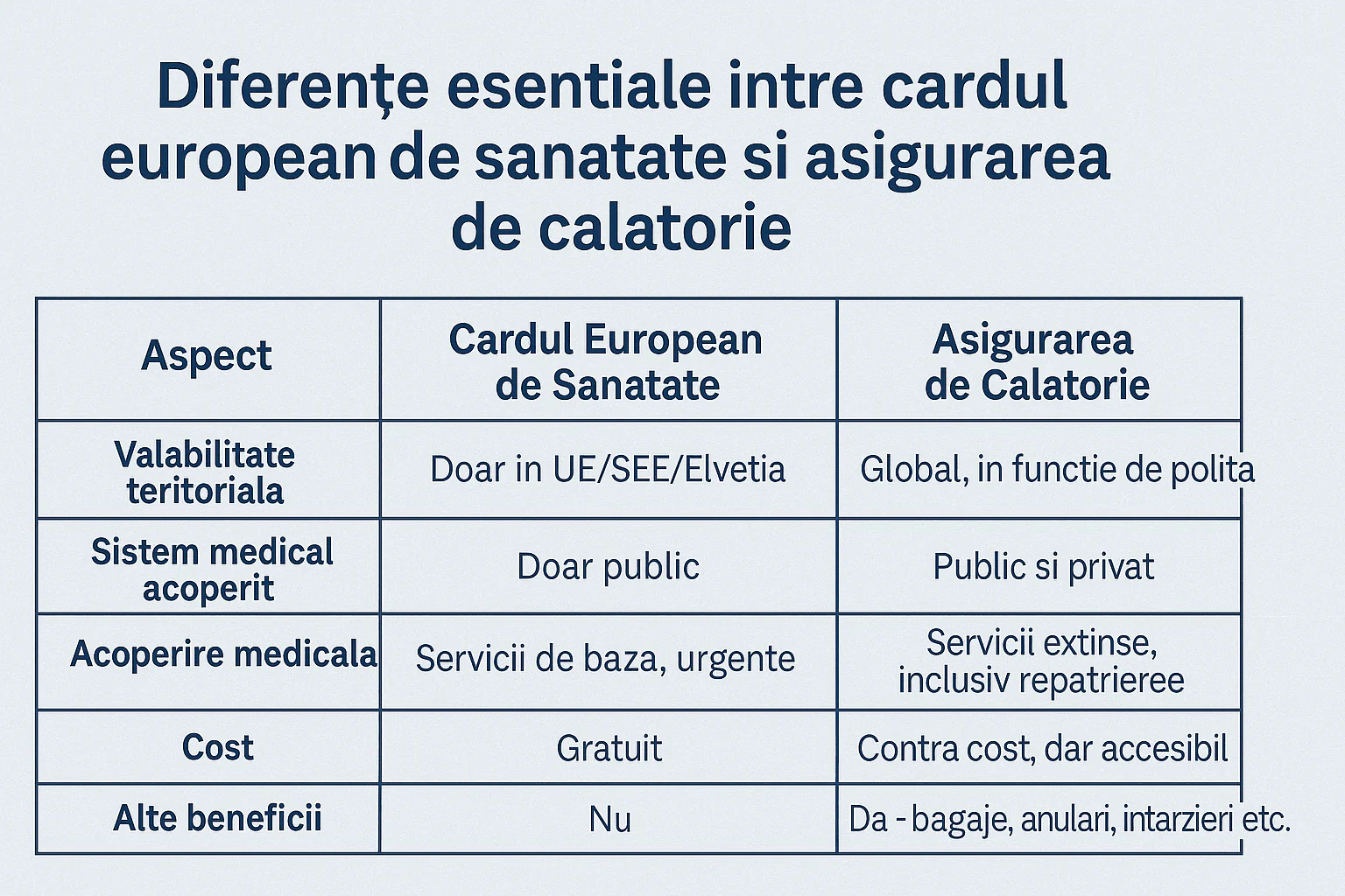 Diferente esentiale intre cardul european de sanatate si asigurarea de calatorie